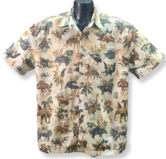 Jungla Safari Hawaiian Shirt-- Made in USA- 100% Cotton